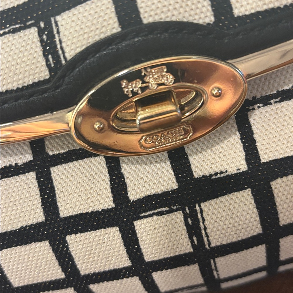 Coach Madison Madeline Peyton Tote 28082 Graphic Grid Black White - Picture 10 of 11